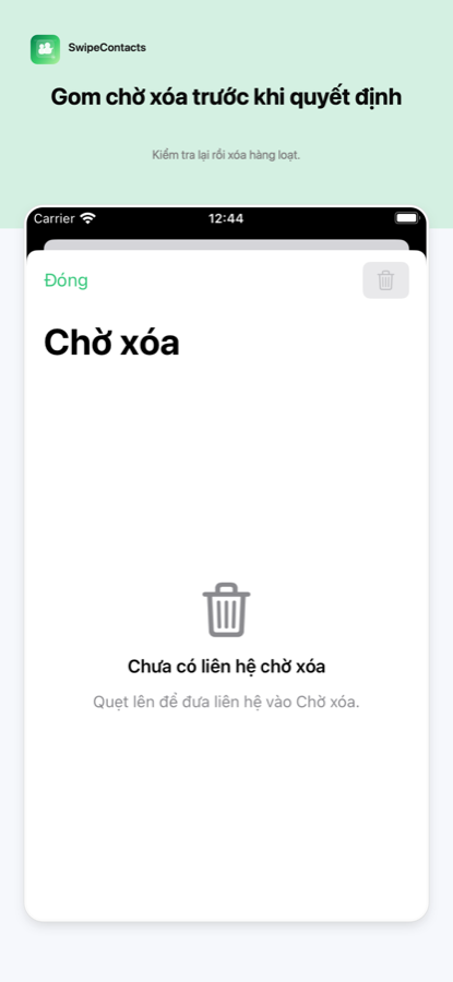 SwipeContacts pending delete screen